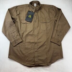 Black Stallion Work Shirt Men XL Khaki FS7-KHK FR Flame Resistant 7oz  Snaps New